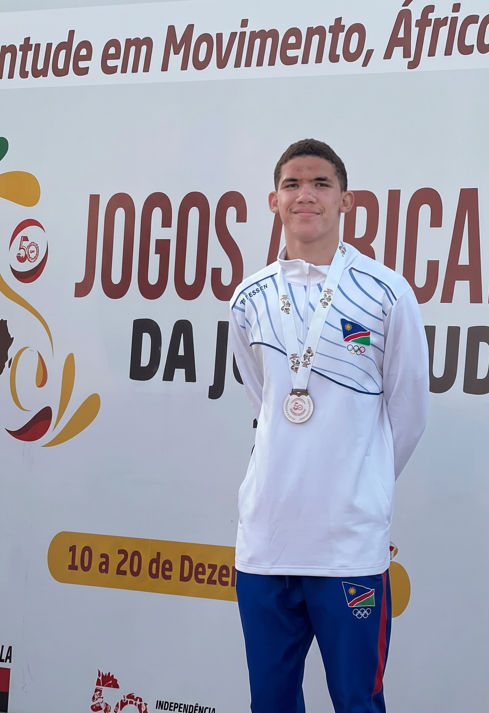 Lorenzo Esterhuizen on the podium at the Africa Youth Games