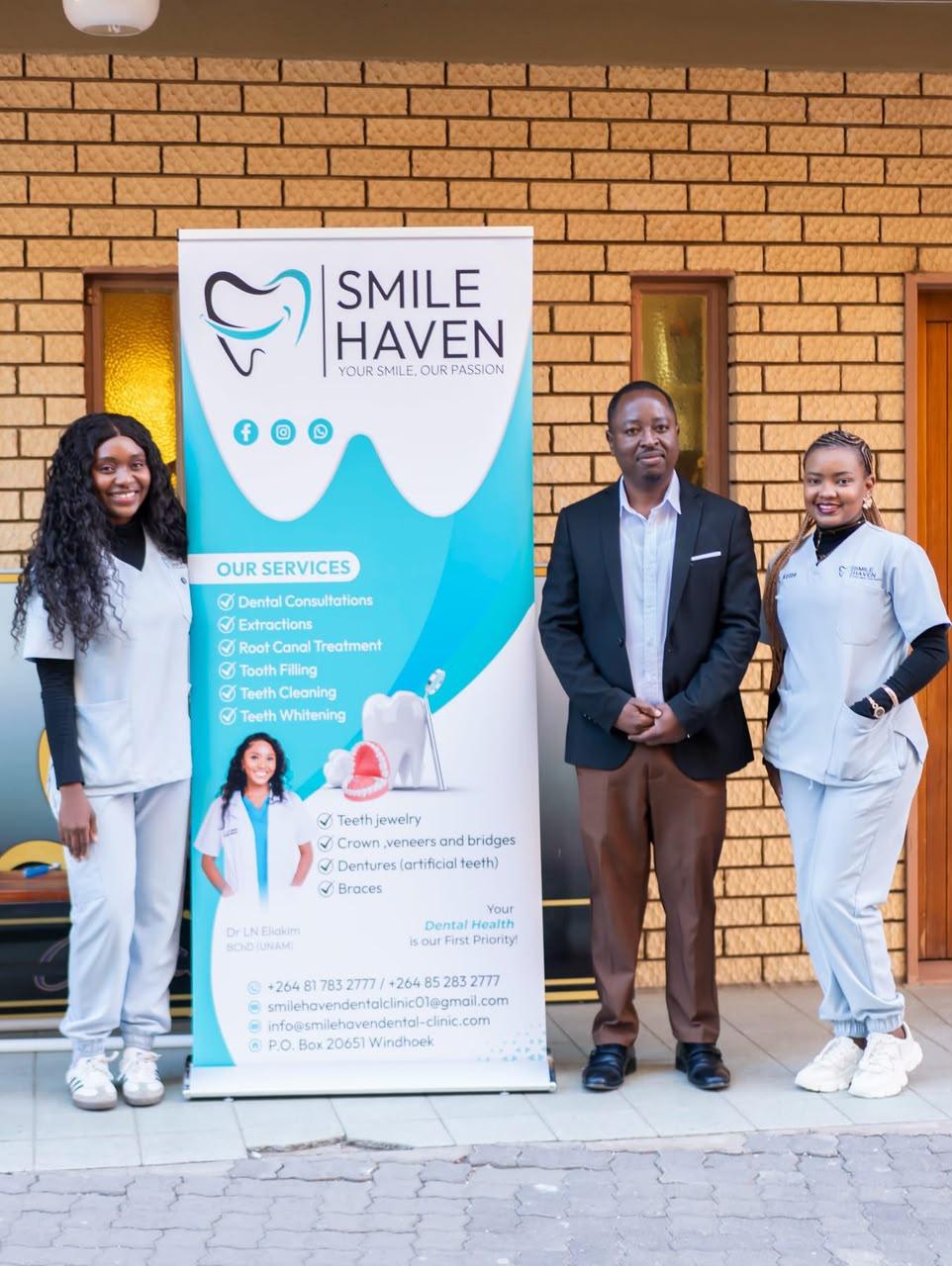 Dr. LN Eliakim and the Smile Haven team at IA Academy — Dental Hygiene visit, July 2026