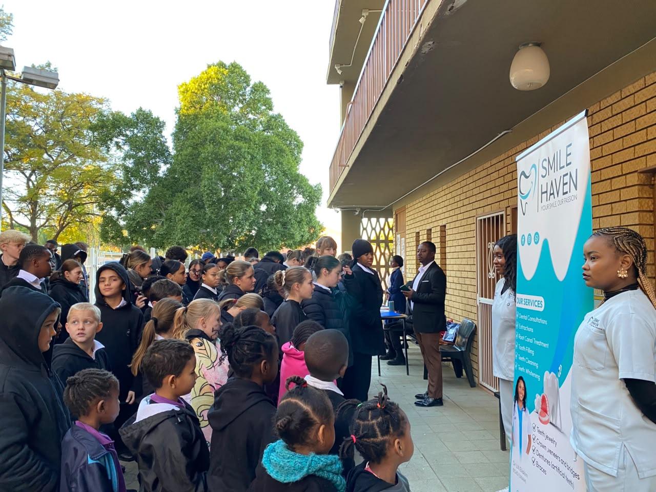 IA Academy learners assembled for the Smile Haven dental hygiene presentation, July 2026