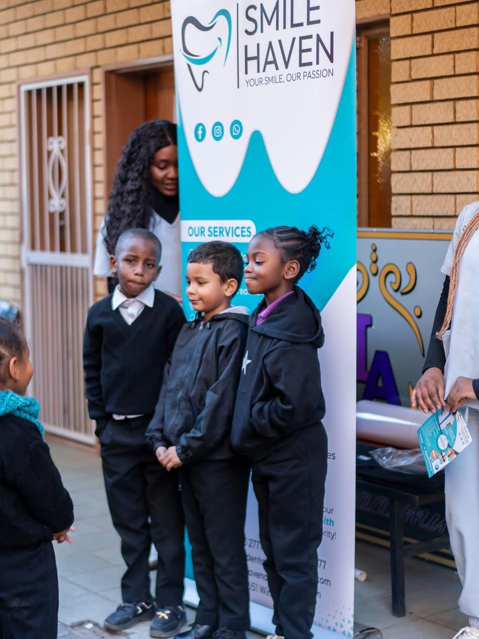 Young IA Academy learners at the Smile Haven dental hygiene visit, July 2026