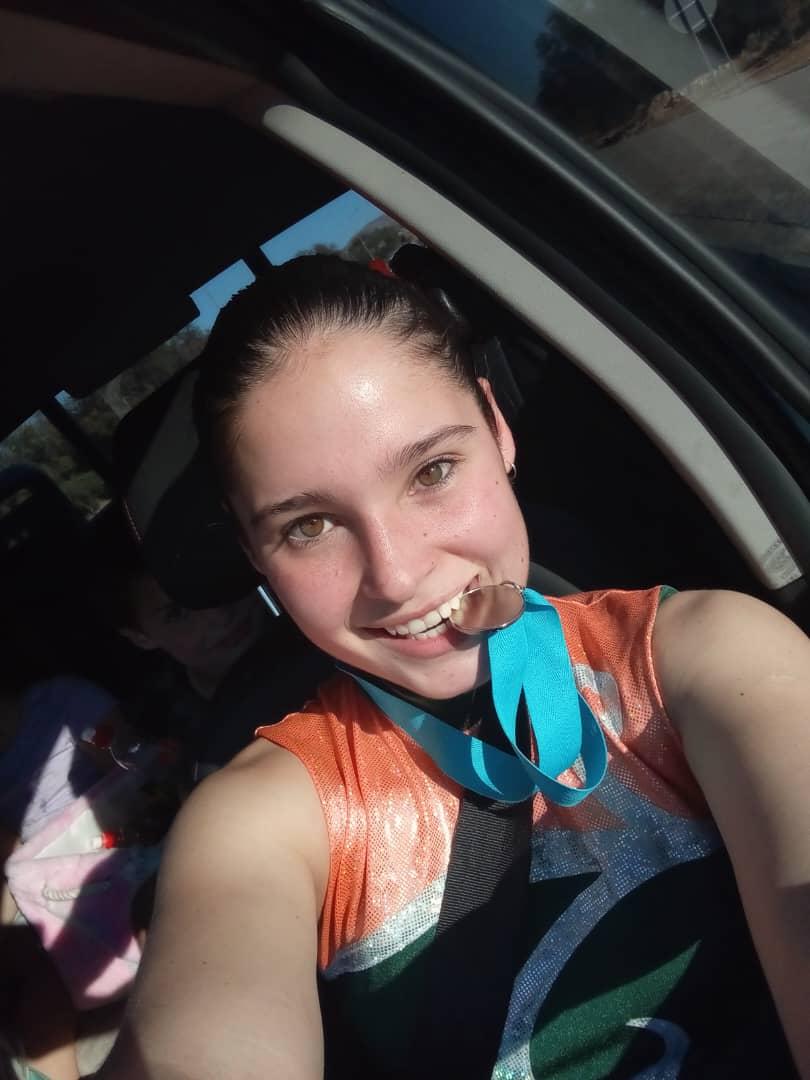 Hayley du Toit celebrating with her silver medal, WRC Inter-Club Competition, July 2026