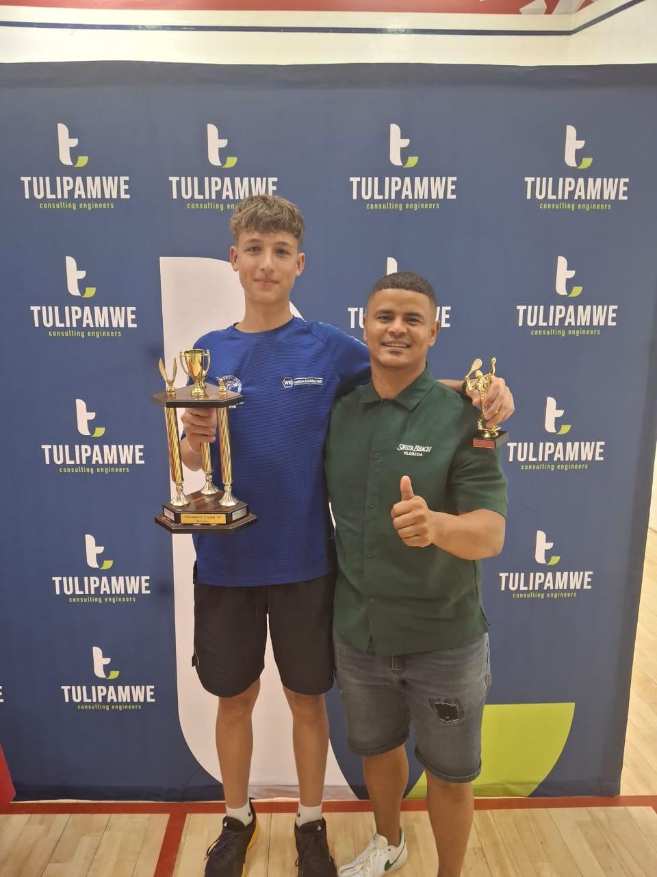 Charldon winning the Men's Senior B Division at the Wanderers Closed squash tournament