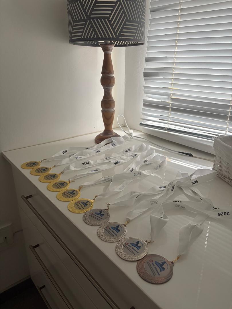 Lorenzo Esterhuizen's 10 medals from the National Swimming Championships, Swakopmund 2026